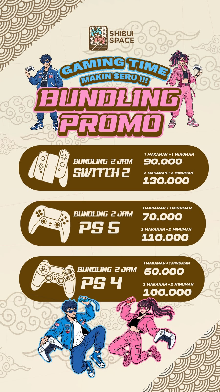 Bundling Promo: Main 2 Jam Termasuk Makan dan Minum
